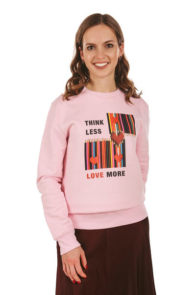 Cotton Pink Love More Graphic Sweatshirt, Heavyweight, from organic cotton blend