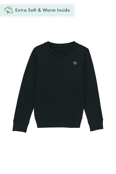 Black Kids BHappy Logo Sweatshirt, Medium-weight, from organic cotton blend, for girls & for boys