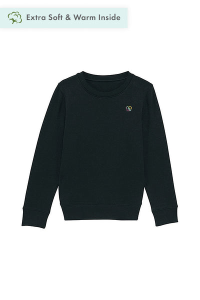 Black Kids BHappy Logo Sweatshirt, Medium-weight, from organic cotton blend, for girls & for boys