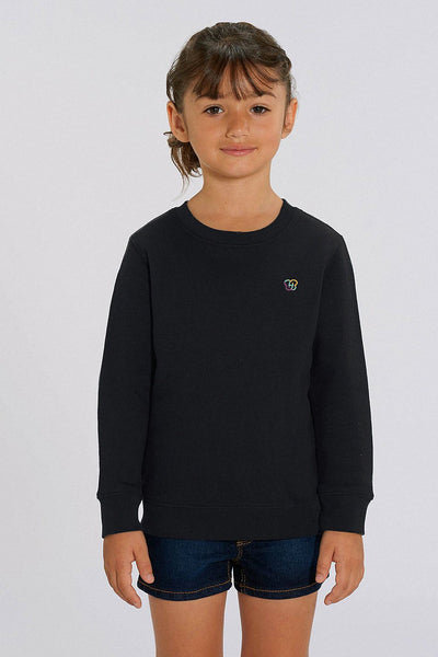 Black Kids BHappy Logo Sweatshirt, Medium-weight, from organic cotton blend, for girls & for boys