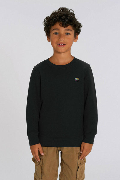 Black Kids BHappy Logo Sweatshirt, Medium-weight, from organic cotton blend, for girls & for boys