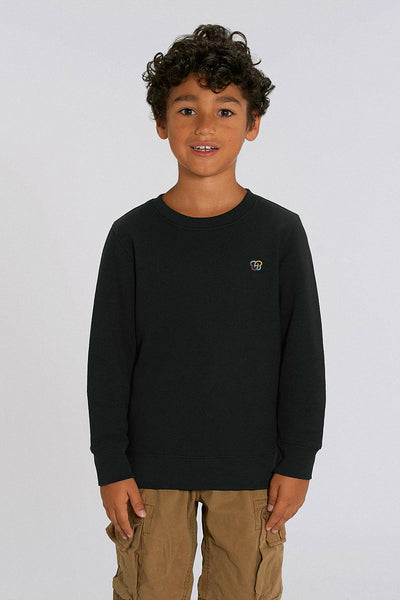 Black Kids BHappy Logo Sweatshirt, Medium-weight, from organic cotton blend, for girls & for boys