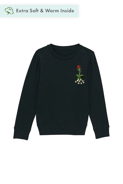 Black Girls Floral Printed Sweatshirt, Medium-weight, from organic cotton blend