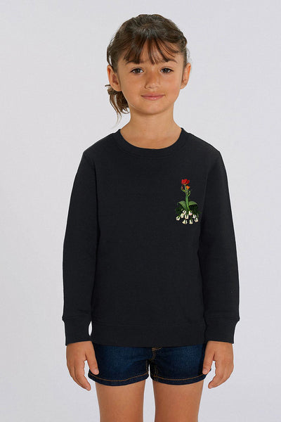 Black Girls Floral Printed Sweatshirt, Medium-weight, from organic cotton blend