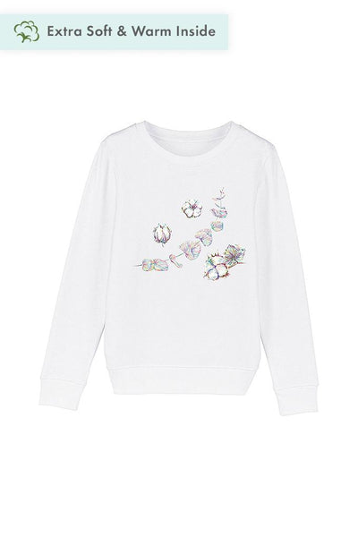 White Kids Organic Cotton Graphic Sweatshirt, Medium-weight, from organic cotton blend, for girls & for boys