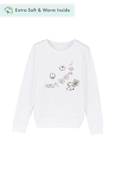 White Kids Organic Cotton Graphic Sweatshirt, Medium-weight, from organic cotton blend, for girls & for boys