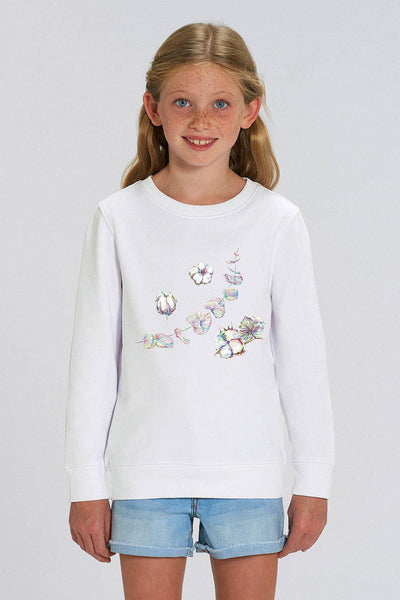White Kids Organic Cotton Graphic Sweatshirt, Medium-weight, from organic cotton blend, for girls & for boys