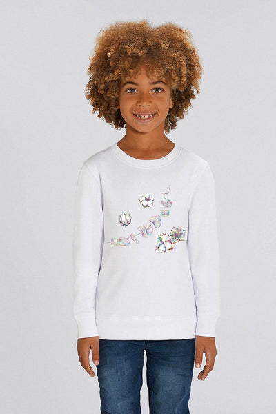 White Kids Organic Cotton Graphic Sweatshirt, Medium-weight, from organic cotton blend, for girls & for boys