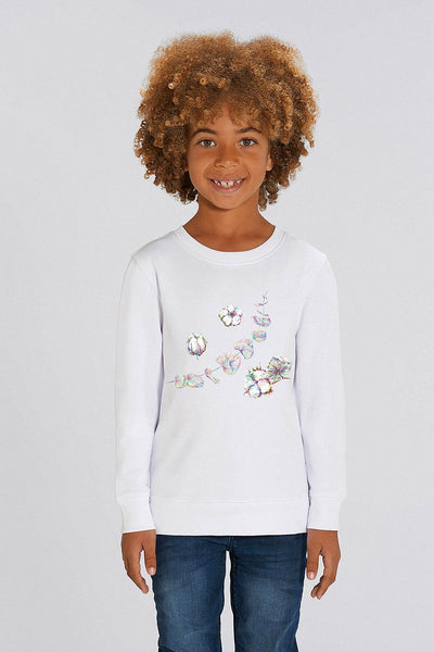 White Kids Organic Cotton Graphic Sweatshirt, Medium-weight, from organic cotton blend, for girls & for boys