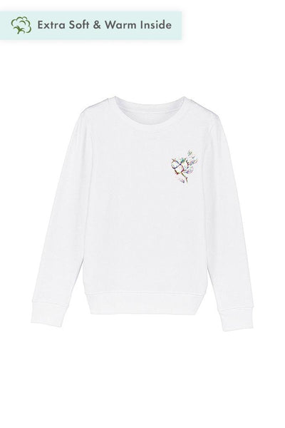 White Kids Organic Cotton Printed Sweatshirt, Medium-weight, from organic cotton blend, for girls & for boys