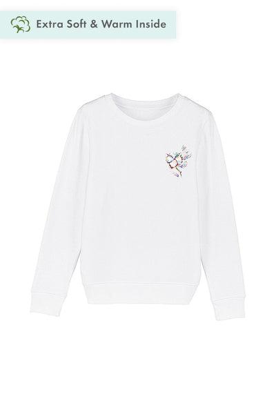 White Kids Organic Cotton Printed Sweatshirt, Medium-weight, from organic cotton blend, for girls & for boys