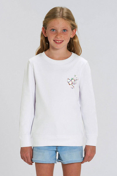 White Kids Organic Cotton Printed Sweatshirt, Medium-weight, from organic cotton blend, for girls & for boys