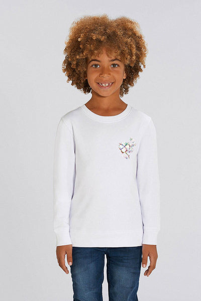 White Kids Organic Cotton Printed Sweatshirt, Medium-weight, from organic cotton blend, for girls & for boys