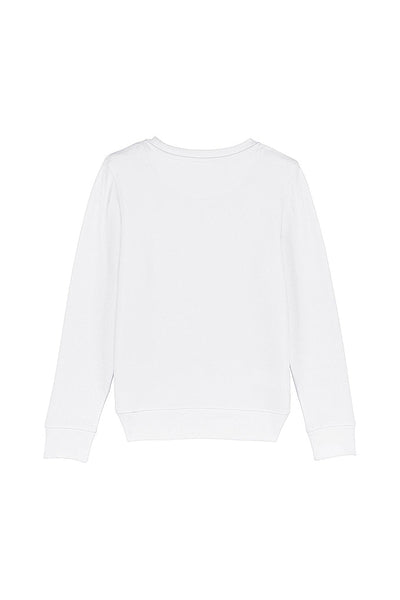 White Kids BHappy Logo Sweatshirt, Medium-weight, from organic cotton blend, for girls & for boys