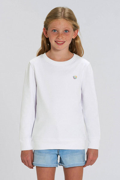 White Kids BHappy Logo Sweatshirt, Medium-weight, from organic cotton blend, for girls & for boys