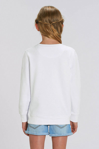 White Kids BHappy Logo Sweatshirt, Medium-weight, from organic cotton blend, for girls & for boys