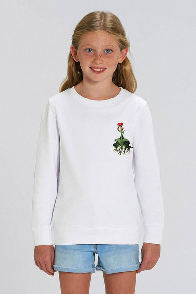 White Girls Floral Printed Sweatshirt, Medium-weight, from organic cotton blend