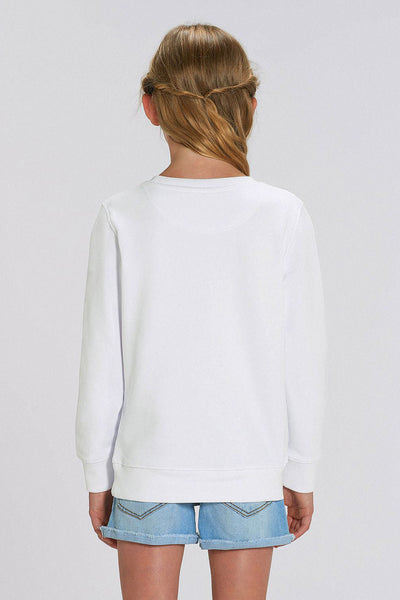 White Girls Floral Printed Sweatshirt, Medium-weight, from organic cotton blend