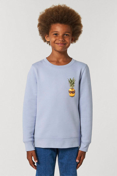 Light blue Kids Cool Pineapple Sweatshirt, Medium-weight, from organic cotton blend, for girls & for boys