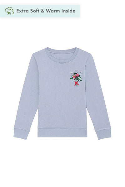 Light blue Girls Donut Flowers Print Sweatshirt, Medium-weight, from organic cotton blend