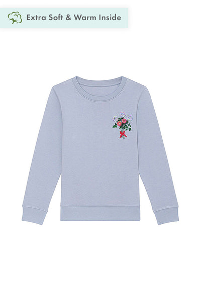Light blue Girls Donut Flowers Print Sweatshirt, Medium-weight, from organic cotton blend