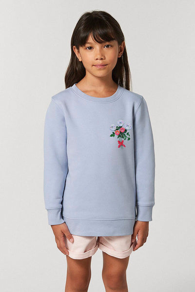 Light blue Girls Donut Flowers Print Sweatshirt, Medium-weight, from organic cotton blend