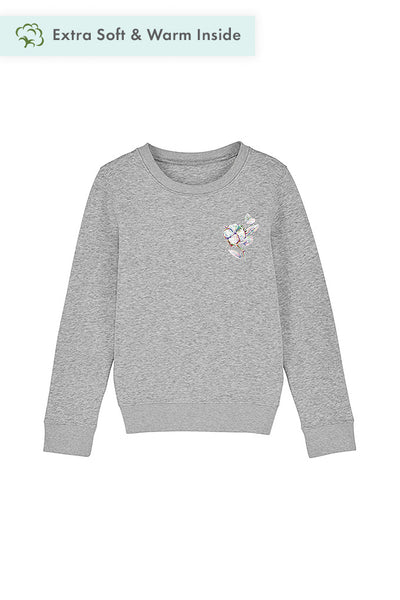 Grey Kids Organic Cotton Printed Sweatshirt, Medium-weight, from organic cotton blend, for girls & for boys
