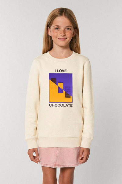 Beige Kids Chocolate Love Graphic Sweatshirt, Medium-weight, from organic cotton blend, for girls & for boys