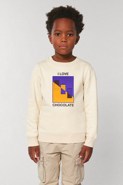 Beige Kids Chocolate Love Graphic Sweatshirt, Medium-weight, from organic cotton blend, for girls & for boys