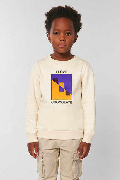 Beige Kids Chocolate Love Graphic Sweatshirt, Medium-weight, from organic cotton blend, for girls & for boys