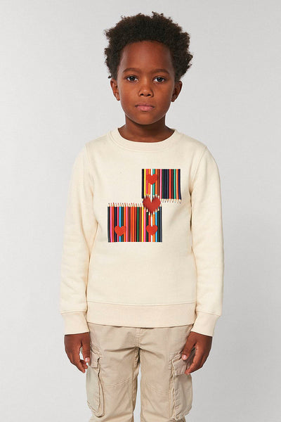 Beige Kids Love Heart Graphic Sweatshirt, Medium-weight, from organic cotton blend, for girls & for boys
