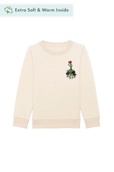 Beige Girls Floral Printed Sweatshirt, Medium-weight, from organic cotton blend