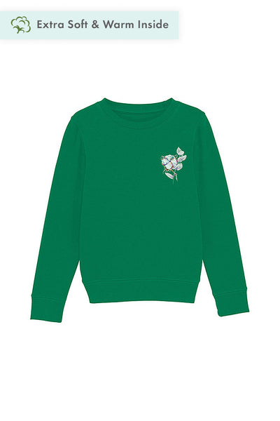 Green Kids Organic Cotton Printed Sweatshirt, Medium-weight, from organic cotton blend, for girls & for boys