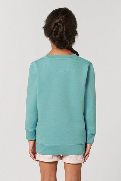 Teal green Kids Blooming Umbrella Sweatshirt, Medium-weight, from organic cotton blend, for girls & for boys