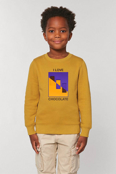 Yellow Kids Chocolate Love Graphic Sweatshirt, Medium-weight, from organic cotton blend, for girls & for boys