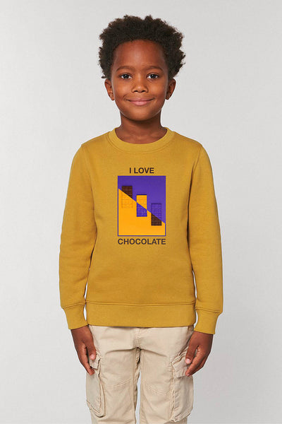 Yellow Kids Chocolate Love Graphic Sweatshirt, Medium-weight, from organic cotton blend, for girls & for boys