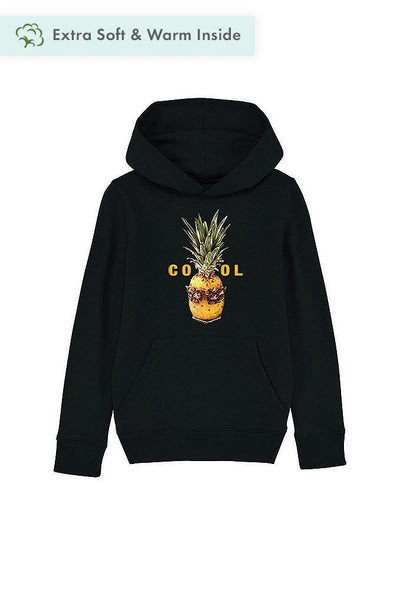 Black Kids Cool Graphic Hoodie, Medium-weight, from organic cotton blend, for girls & for boys