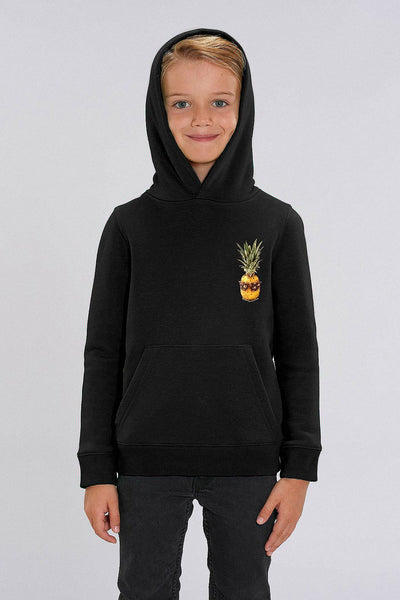 Black Kids Cool Pineapple Hoodie, Medium-weight, from organic cotton blend, for girls & for boys