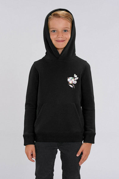 Black Kids Organic Cotton Printed Hoodie, Medium-weight, from organic cotton blend, for girls & for boys