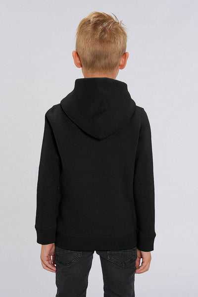 Black Kids Organic Cotton Printed Hoodie, Medium-weight, from organic cotton blend, for girls & for boys