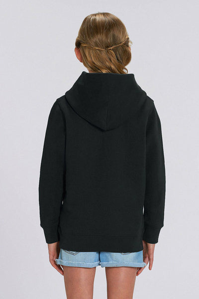 Black Kids Embroidered Logo Hoodie, Medium-weight, from organic cotton blend, for girls & for boys