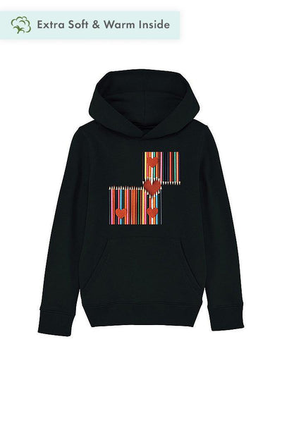 Black Kids Love Heart Graphic Hoodie, Medium-weight, from organic cotton blend, for girls & for boys