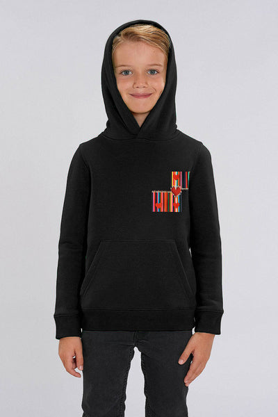 Black Kids Love Heart Printed Hoodie, Medium-weight, from organic cotton blend, for girls & for boys