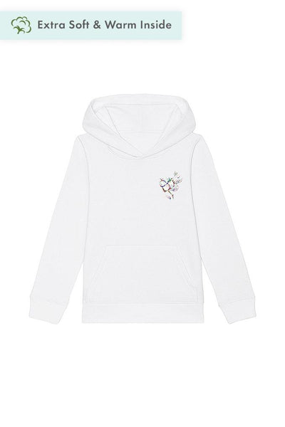 White Kids Organic Cotton Printed Hoodie, Medium-weight, from organic cotton blend, for girls & for boys