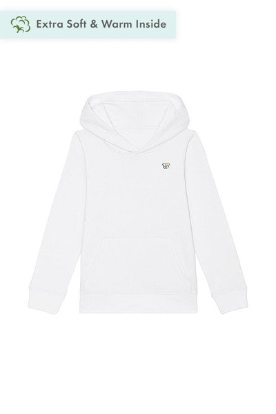 White Kids Embroidered Logo Hoodie, Medium-weight, from organic cotton blend, for girls & for boys