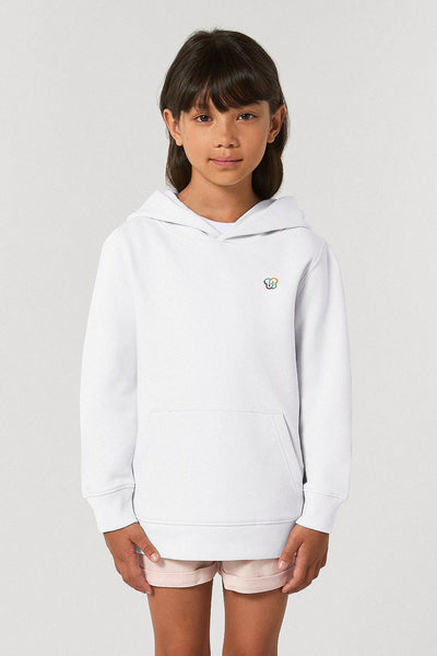 White Kids Embroidered Logo Hoodie, Medium-weight, from organic cotton blend, for girls & for boys