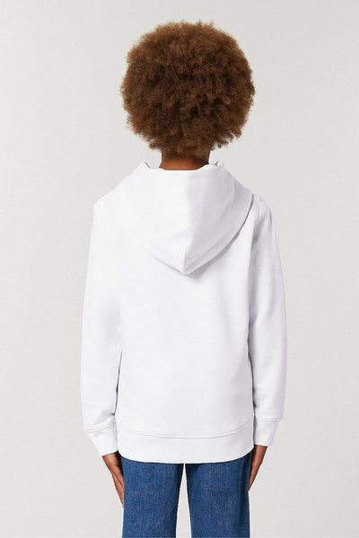 White Kids Orange Bicycle Graphic Hoodie, Medium-weight, from organic cotton blend, for girls & for boys