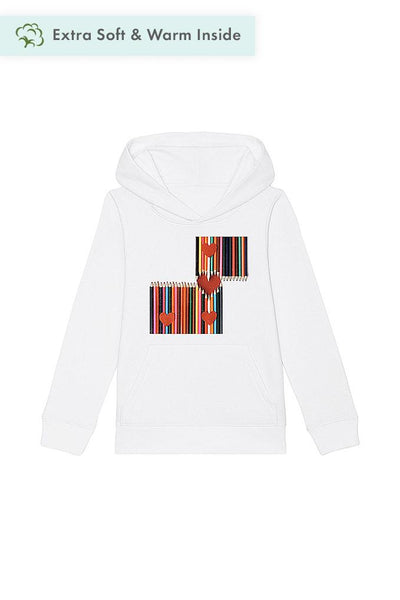 White Kids Love Heart Graphic Hoodie, Medium-weight, from organic cotton blend, for girls & for boys