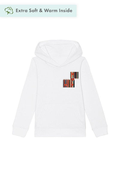 White Kids Love Heart Printed Hoodie, Medium-weight, from organic cotton blend, for girls & for boys