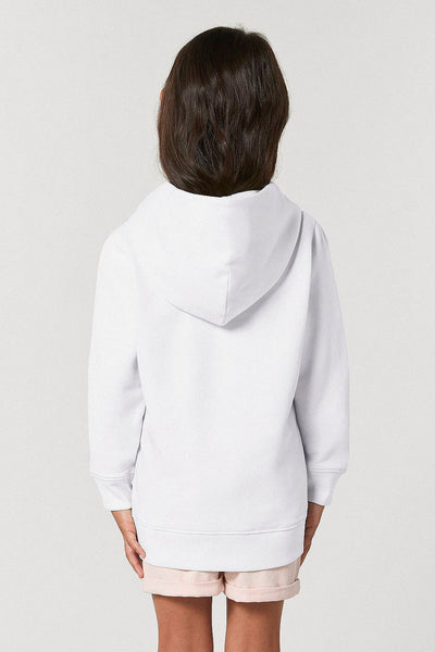 White Kids Love Heart Printed Hoodie, Medium-weight, from organic cotton blend, for girls & for boys